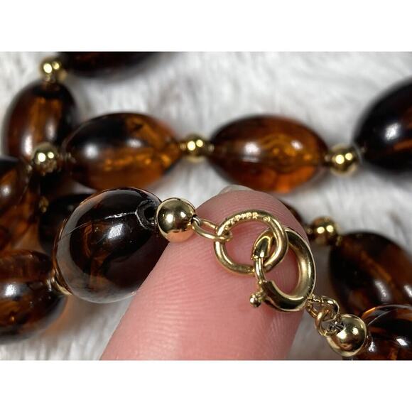 1950’s Napier Chunky Graduated Root Beer Lucite Bead Necklace & Bangle MCM - Picture 4 of 15